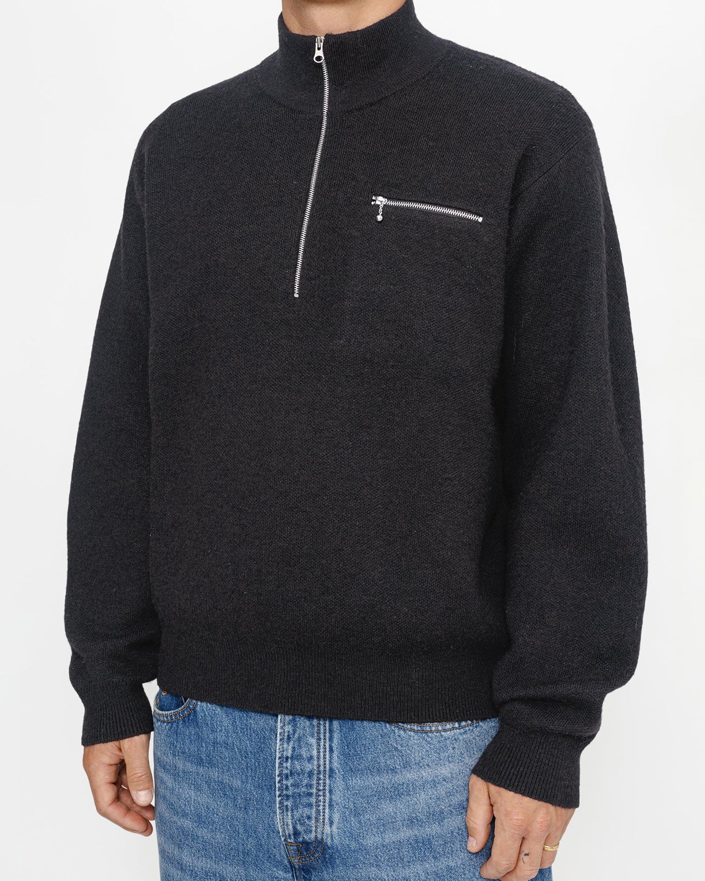 HALF ZIP MOCK NECK SWEATER