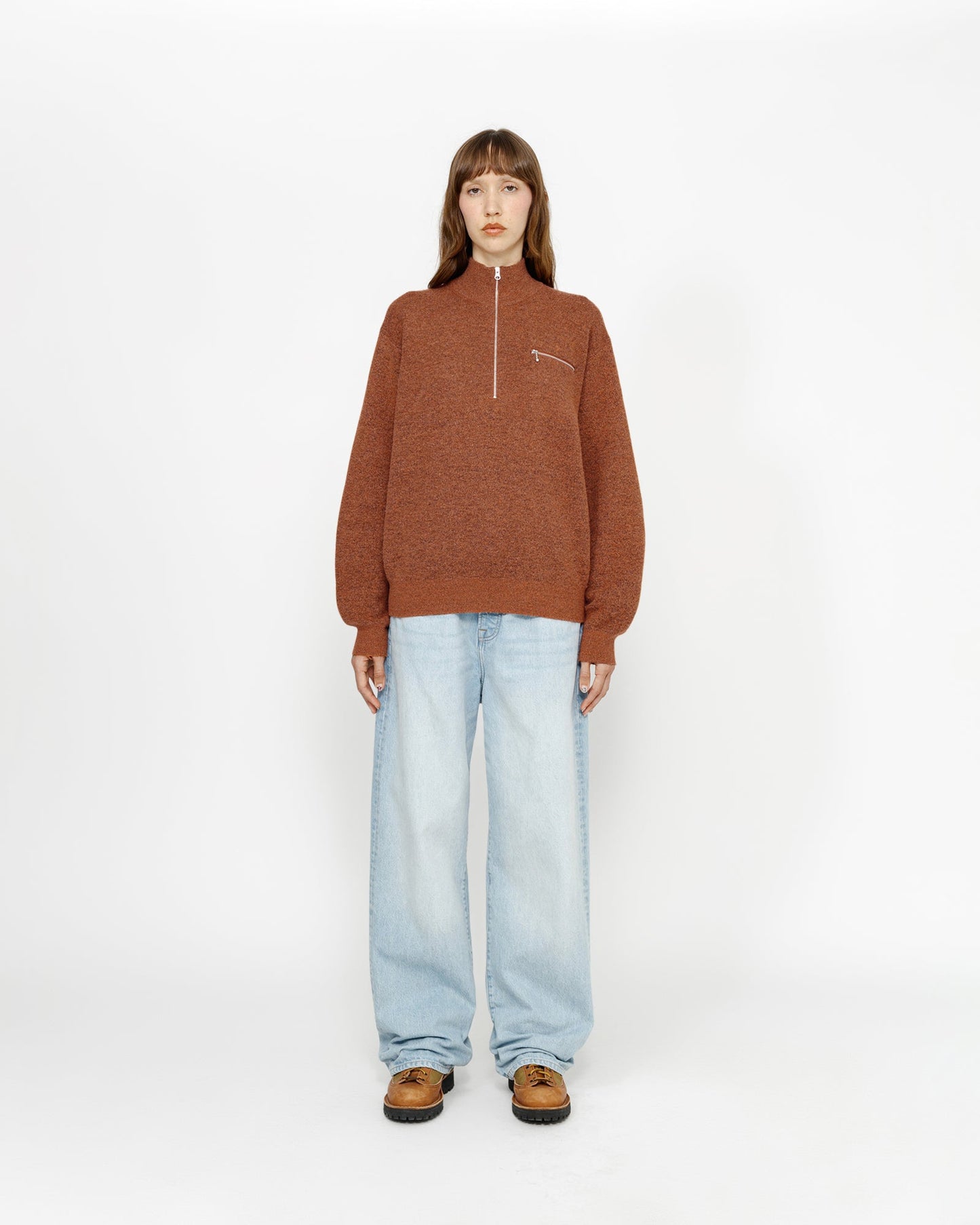 HALF ZIP MOCK NECK SWEATER