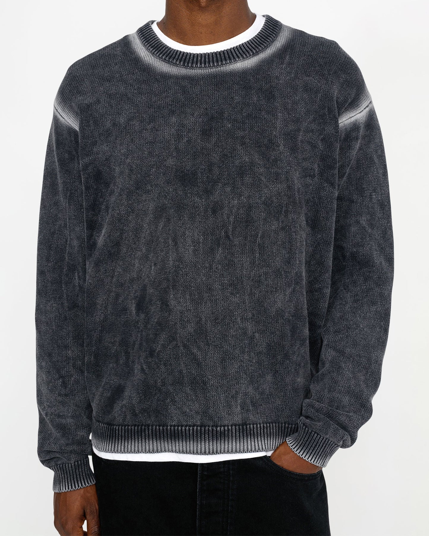 FADED COTTON KNIT CREW