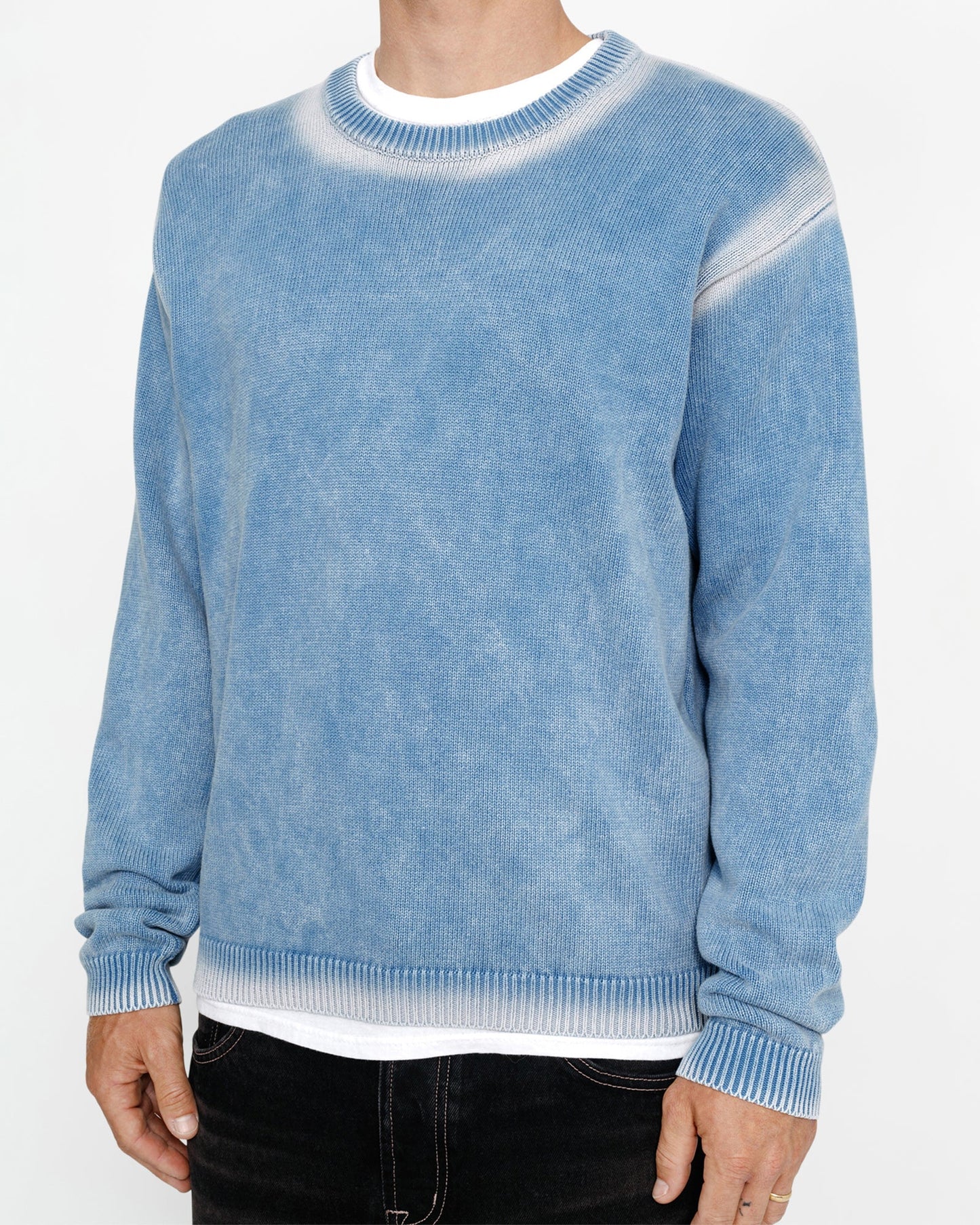 FADED COTTON KNIT CREW