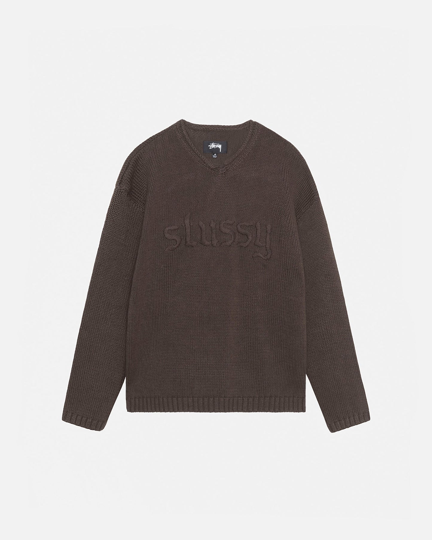 EMBROIDERED V-NECK LOGO SWEATER