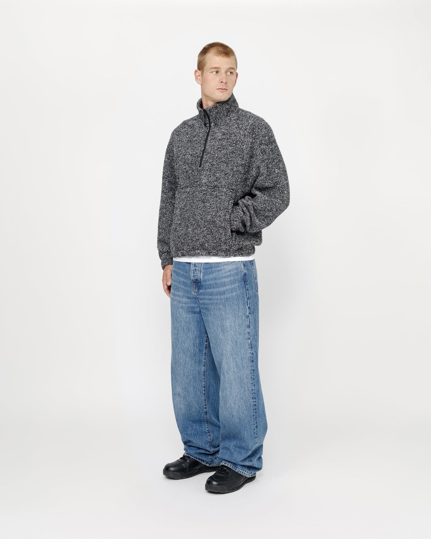 WOOL BLEND SHERPA MOCK NECK