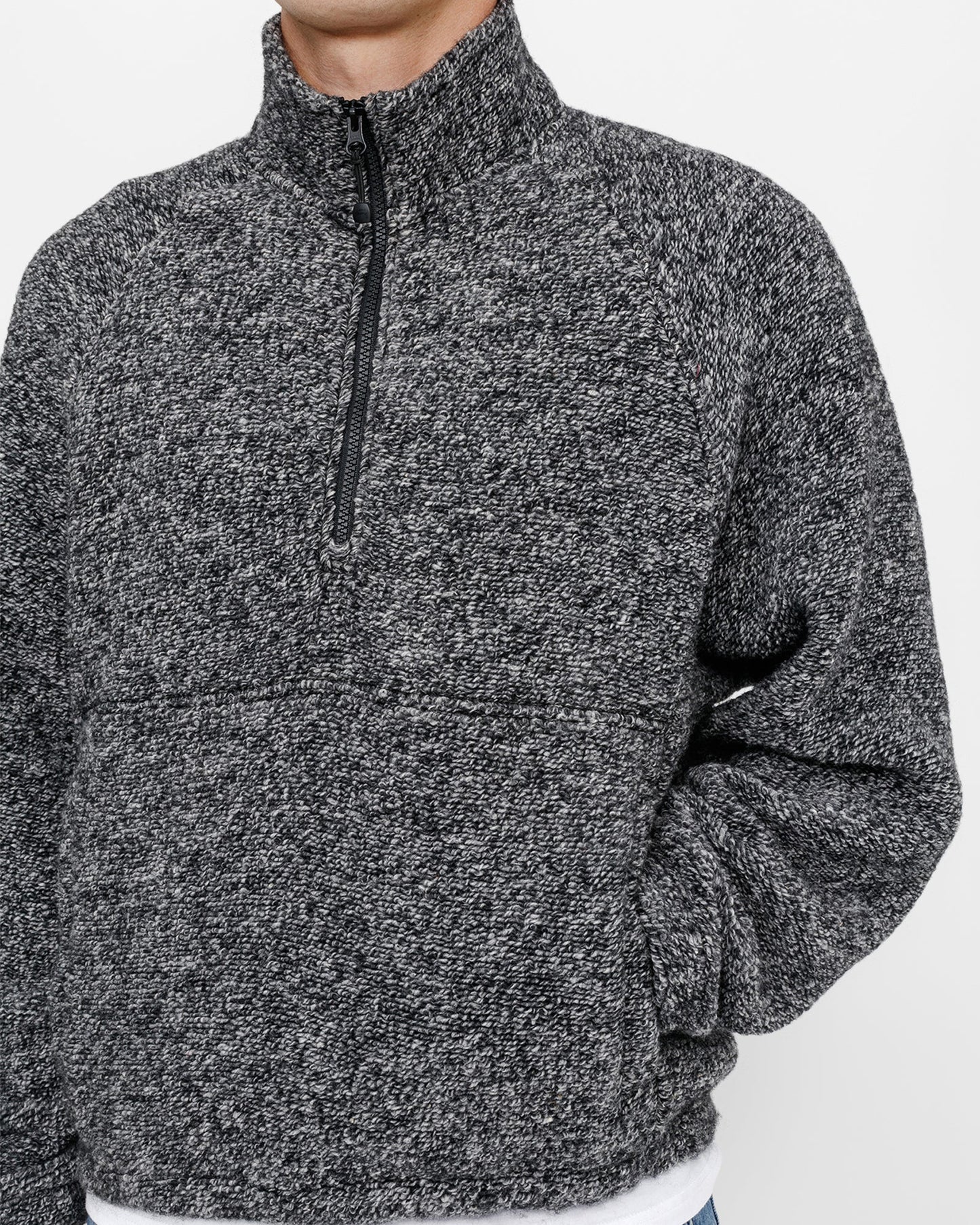 WOOL BLEND SHERPA MOCK NECK