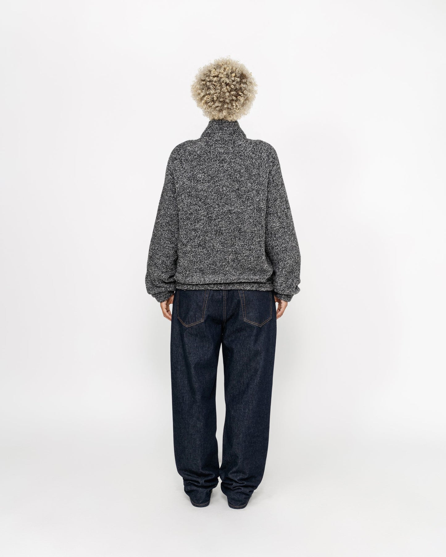 WOOL BLEND SHERPA MOCK NECK